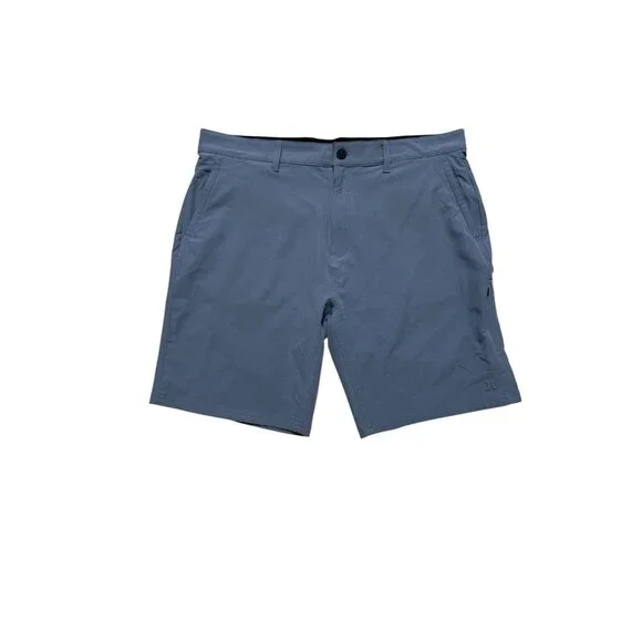 Hurley Hybrid Shorts Mens 38 Gray Blue Stretch Surf Walk Shorts 9” Inseam - Picture 1 of 5